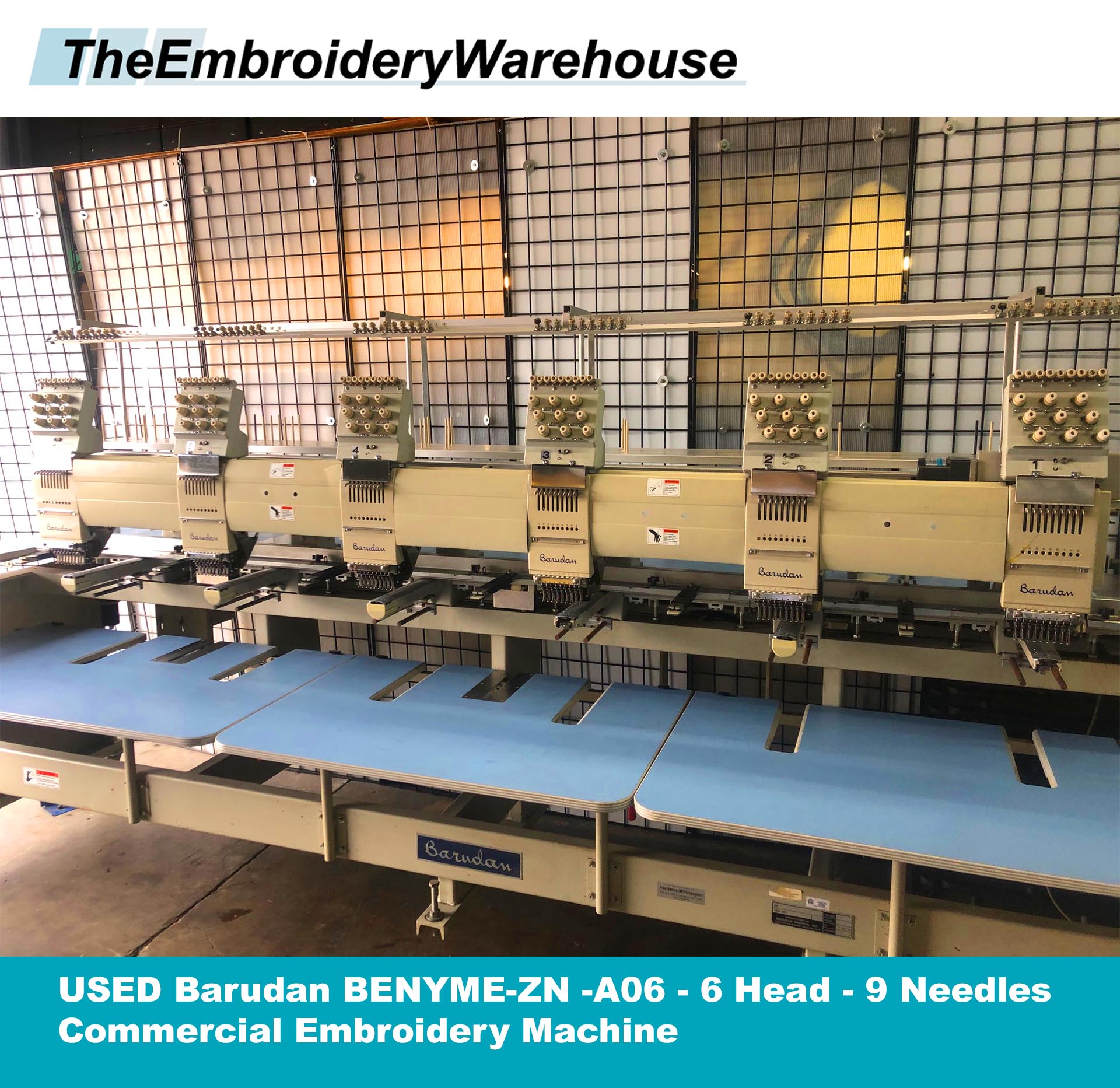 USED Barudan BENYME-ZN -A06 - 6 Head - 9 Needles - Commercial 